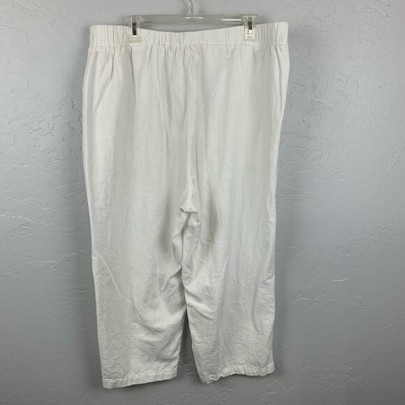 Cynthia Rowley Linen Capri Pants Size 2X White Women's Drawstring Lagenlook - Picture 2 of 8